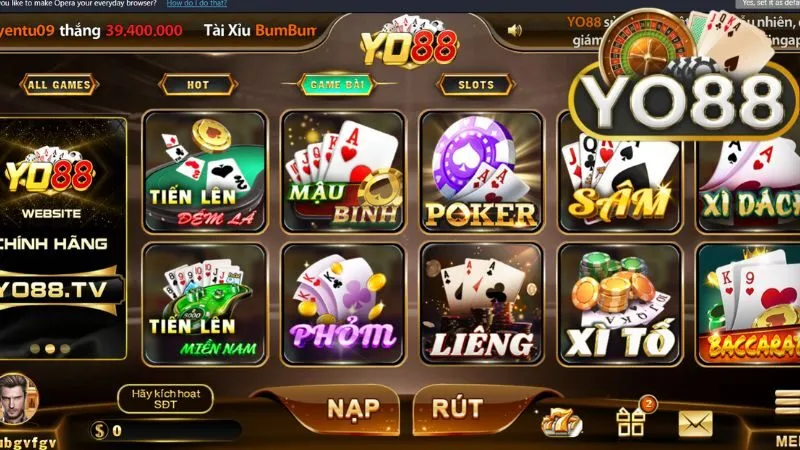 Giao diện game Liêng Yo88